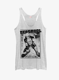 Marvel Deadpool Katana Grayscale Sword Pose Womens Tank