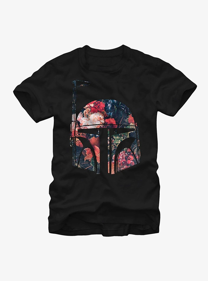 Star Wars Boba Fett Floral Print Helmet T-Shirt
