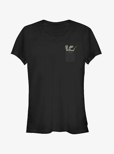 Raptor Faux Pocket Print Girls T-Shirt