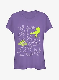 Jurassic World Fallen Kingdom Dinosaur Outline Girls T-Shirt