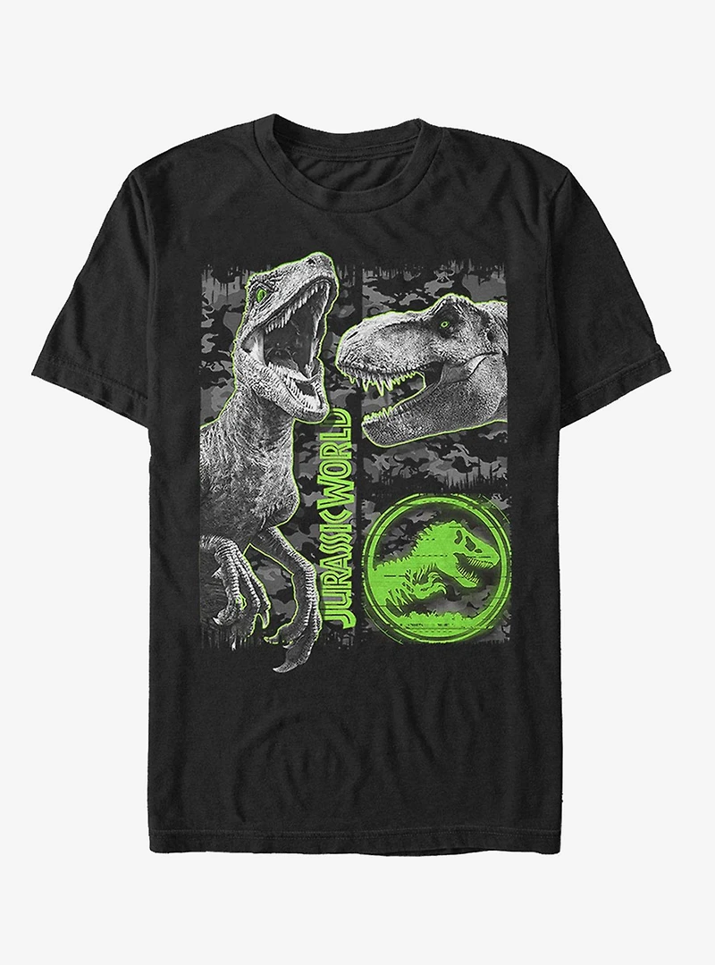 Jurassic World Fallen Kingdom Camo Print Dinosaurs T-Shirt