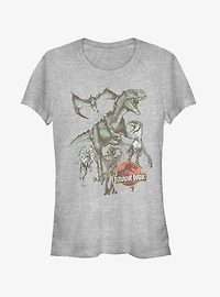 Vintage Dinosaur Stampede Girls T-Shirt