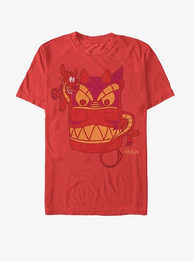 Disney Mulan Mushu Red Stone Dragon Head T-Shirt