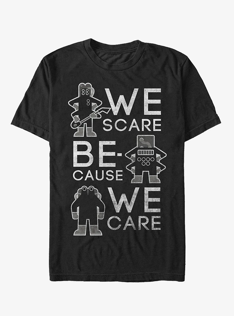 Disney Pixar Monsters Inc Scare Because We Care T-Shirt