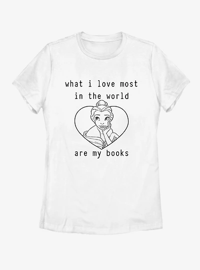 Disney Beauty and The Beast I LOVE BOOKS Womens T-Shirt