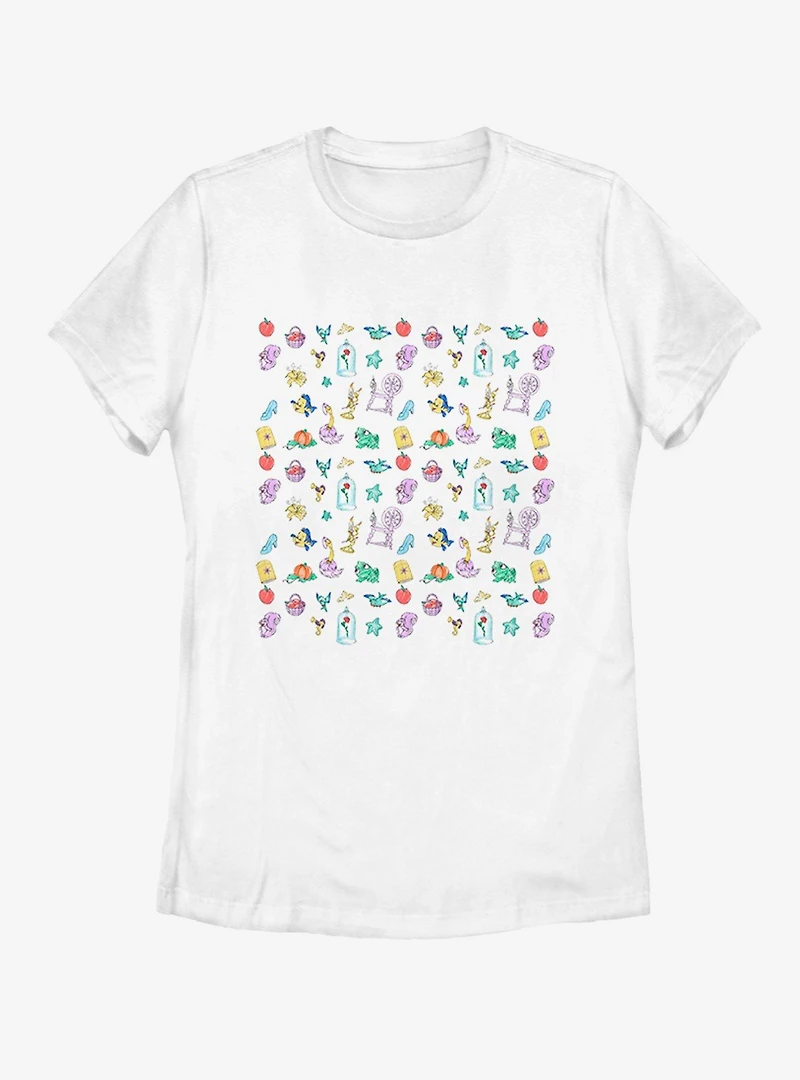 Disney The Little Mermaid Doodles Womens T-Shirt