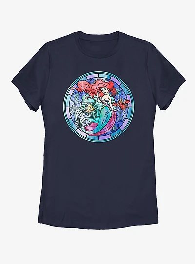 Disney The Little Mermaid Ariel Stained Glass Womens T-Shirt