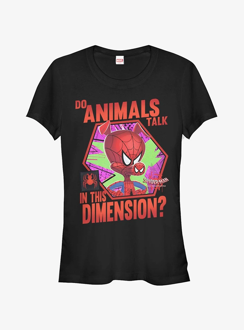 Marvel Spider-Man: Into The Spider-Verse Animals Talk Girls T-Shirt
