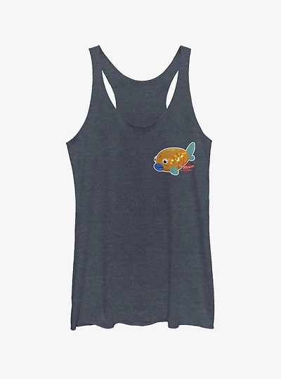 Marvel Spider-Man: Into The Spider-Verse Koi Fish Sticker Pocket Heathered Girls Tank Top