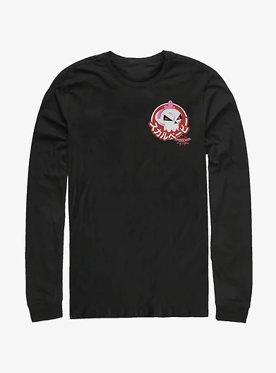 Marvel Spider-Man: Into The Spider-Verse Skull Sticker Pocket Long-Sleeve T-Shirt