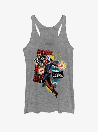 Marvel Captain 90s Grunge Patch Girls Tank Top