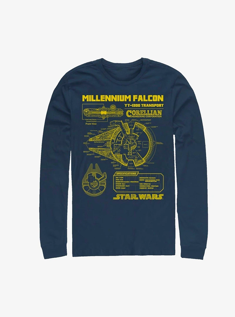 Star Wars Falcon Schematic Long-Sleeve T-Shirt