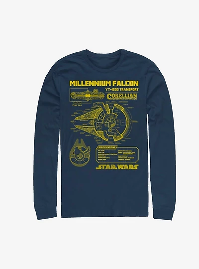 Star Wars Falcon Schematic Long-Sleeve T-Shirt
