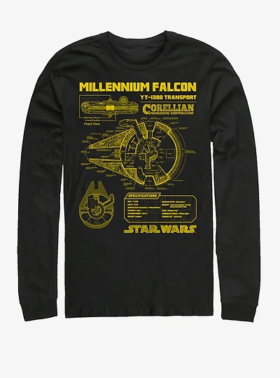 Star Wars Falcon Schematic Long-Sleeve T-Shirt