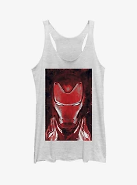 Marvel Avengers: Endgame Red Iron Man Girls White Heathered Tank Top