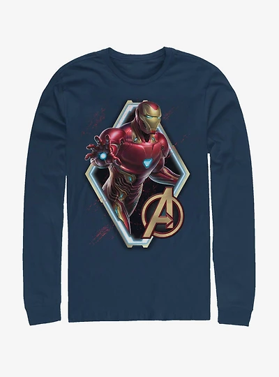 Marvel Avengers: Endgame Iron Man Sun Navy Blue Long-Sleeve T-Shirt