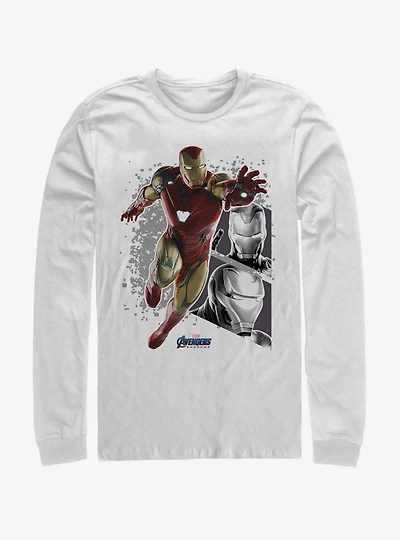 Marvel Avengers: Endgame Iron Man Panels White Long-Sleeve T-Shirt