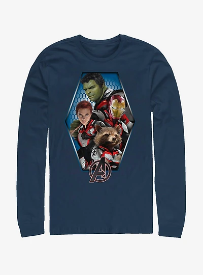 Marvel Avengers: Endgame Hexagon Avenged Navy Blue Long-Sleeve T-Shirt