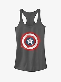 Marvel Avengers: Endgame Captain America Spray Logo Charcoal Girls Tank Top