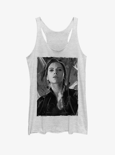 Marvel Avengers: Endgame Black Widow Darken Girls White Heathered Tank Top