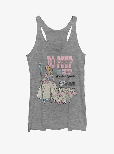 Disney Pixar Toy Story 4 Bo Peep And Sheep Girls Grey Heathered Tank Top