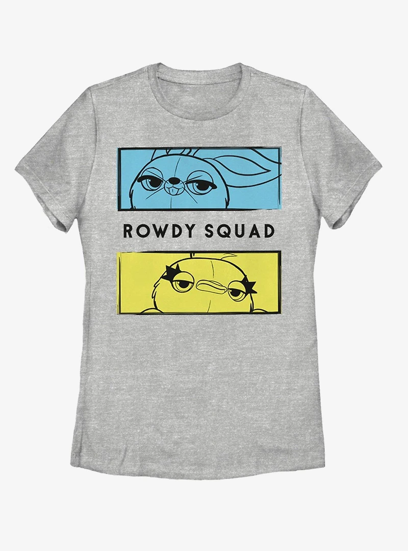 Disney Pixar Toy Story 4 Ducky Bunny Rowdy Boxes Womens T-Shirt