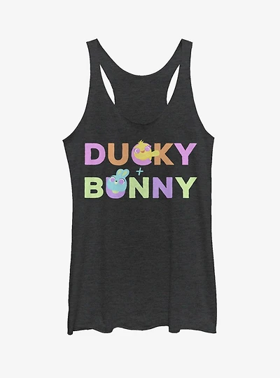 Disney Pixar Toy Story 4 Ducky Bunny Peekaboo Womens Black Tank Top