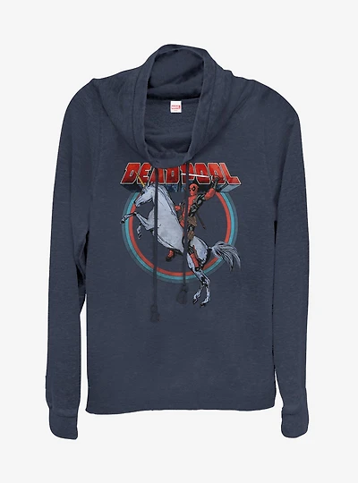 Marvel Deadpool Deadpool On Unicorn Cowlneck Long-Sleeve Girls Top