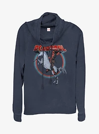 Marvel Deadpool Deadpool On Unicorn Cowlneck Long-Sleeve Girls Top