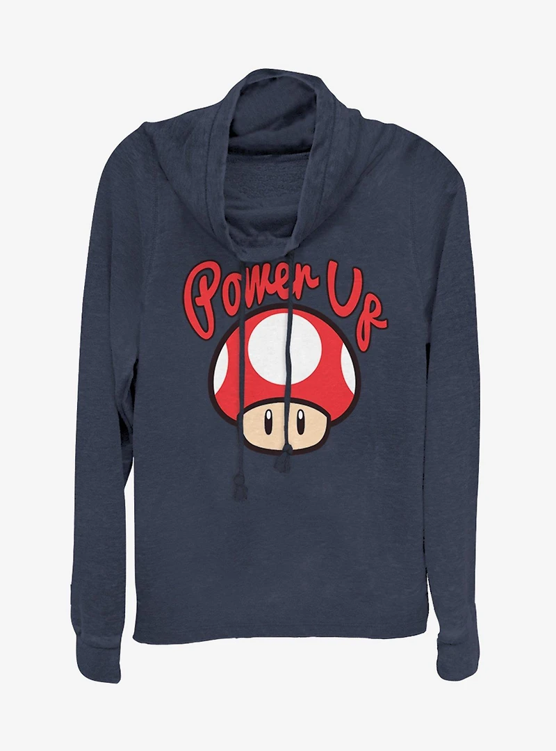 Nintendo Power Up Mushroom Cowlneck Long-Sleeve Girls Top
