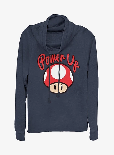Nintendo Power Up Mushroom Cowlneck Long-Sleeve Girls Top