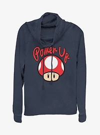 Nintendo Power Up Mushroom Cowlneck Long-Sleeve Girls Top