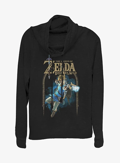 Nintendo The Legend Of Zelda Breath Wild Link Archer Cowlneck Long-Sleeve Girls Top