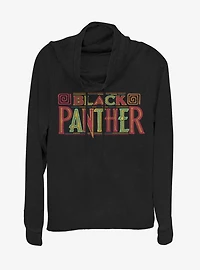 Marvel Black Panther Home Town Logo Cowlneck Long-Sleeve Womens Top