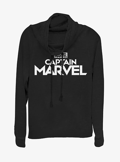 Marvel Captain Plain Logo Cowlneck Long-Sleeve Womens Top
