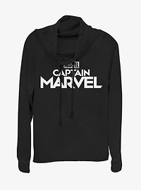 Marvel Captain Plain Logo Cowlneck Long-Sleeve Womens Top