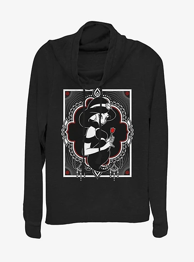 Disney Aladdin Grayscale Jasmine Cowlneck Long-Sleeve Womens Top