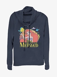 Disney Princess Little Mermaid Title Cowlneck Long-Sleeve Womens Top