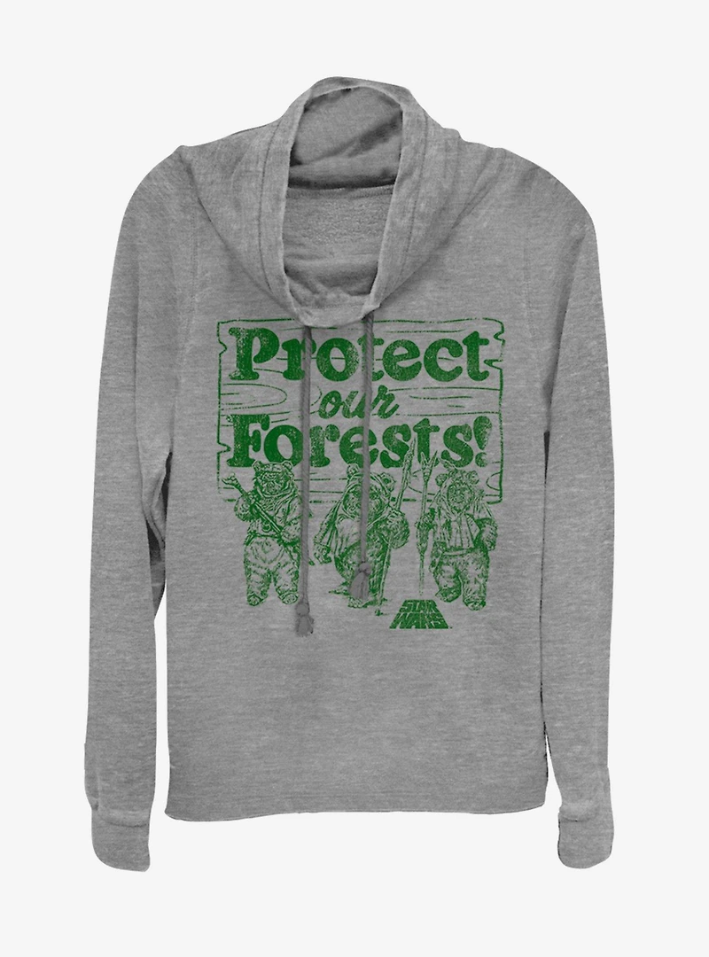 Star Wars Protect our Forests Cowlneck Long-Sleeve Womens Top