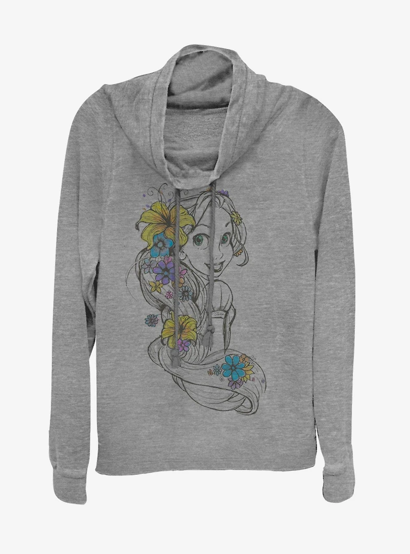 Disney Princess Rapunzel Sketch Cowlneck Long-Sleeve Womens Top