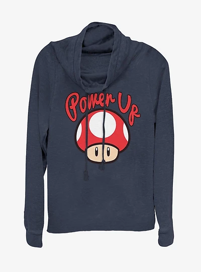 Nintendo Super Mario Power Up Cowlneck Long-Sleeve Womens Top