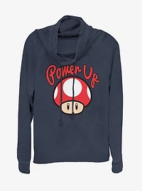 Nintendo Super Mario Power Up Cowlneck Long-Sleeve Womens Top