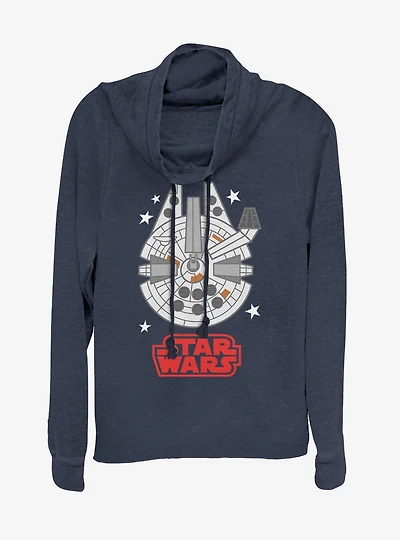 Star Wars Falcon Emoji Cowlneck Long-Sleeve Womens Top