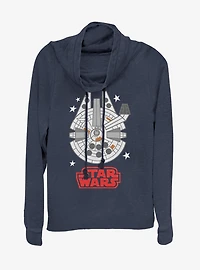 Star Wars Falcon Emoji Cowlneck Long-Sleeve Womens Top