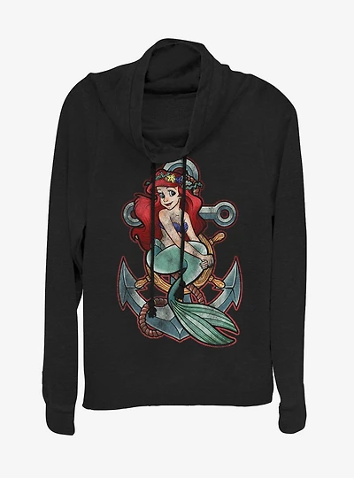 Disney Princess Anchor Cowlneck Long-Sleeve Womens Top