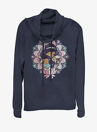 Disney Princess Glass Jasmine Cowlneck Long-Sleeve Womens Top
