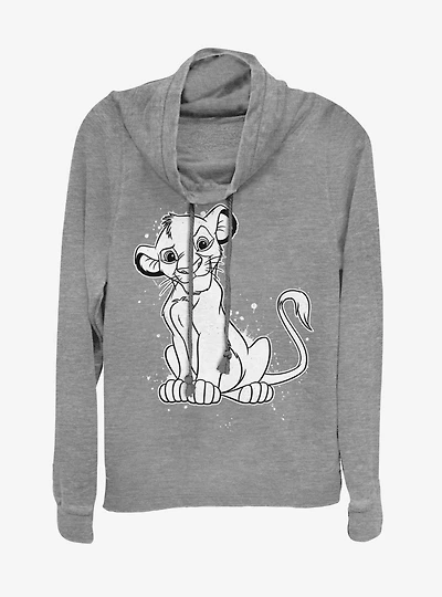 Disney The Lion King Simba Splatter Cowlneck Long-Sleeve Womens Top