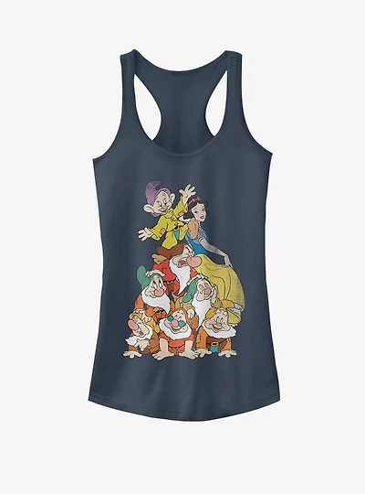 Disney Snow White Distressed Squad Dwarf Stack Girls Tank
