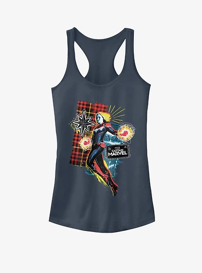 Marvel Captain 90's Grunge Patch Girls Tank