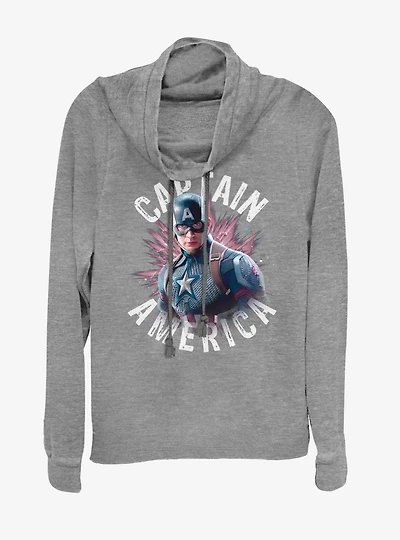 Marvel Avengers: Endgame Cap Burst Cowlneck Long-Sleeve Womens Top